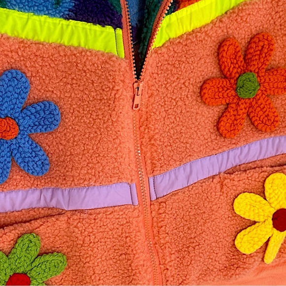 NEW BiBi Boutique Crochet Patch Floral Teddy Bomber Jacket Zip Shacket SAMPLE - Picture 7 of 16